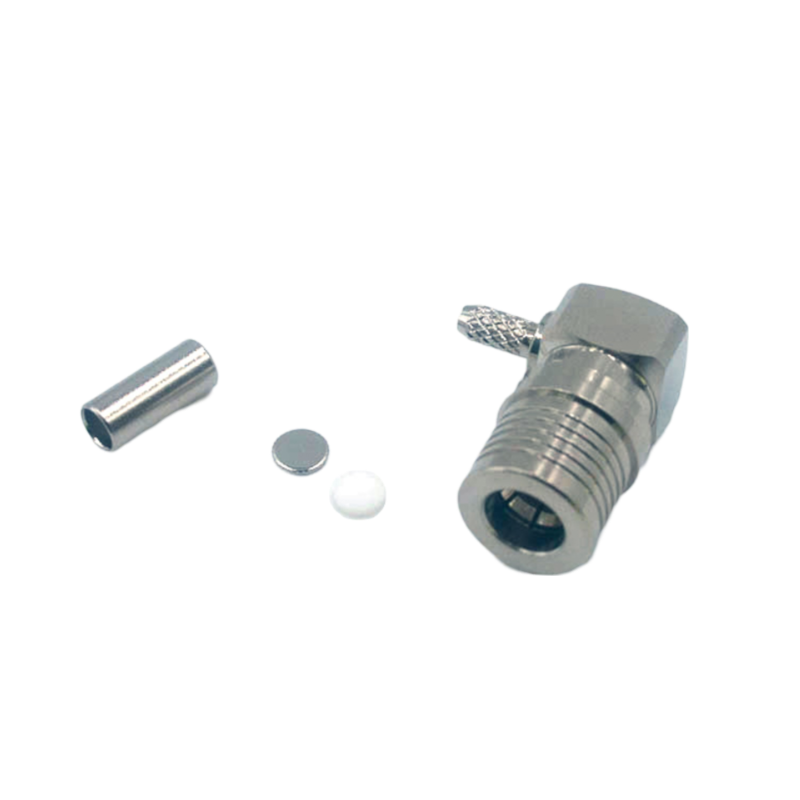 QMA male right angle connector for RG316 cable